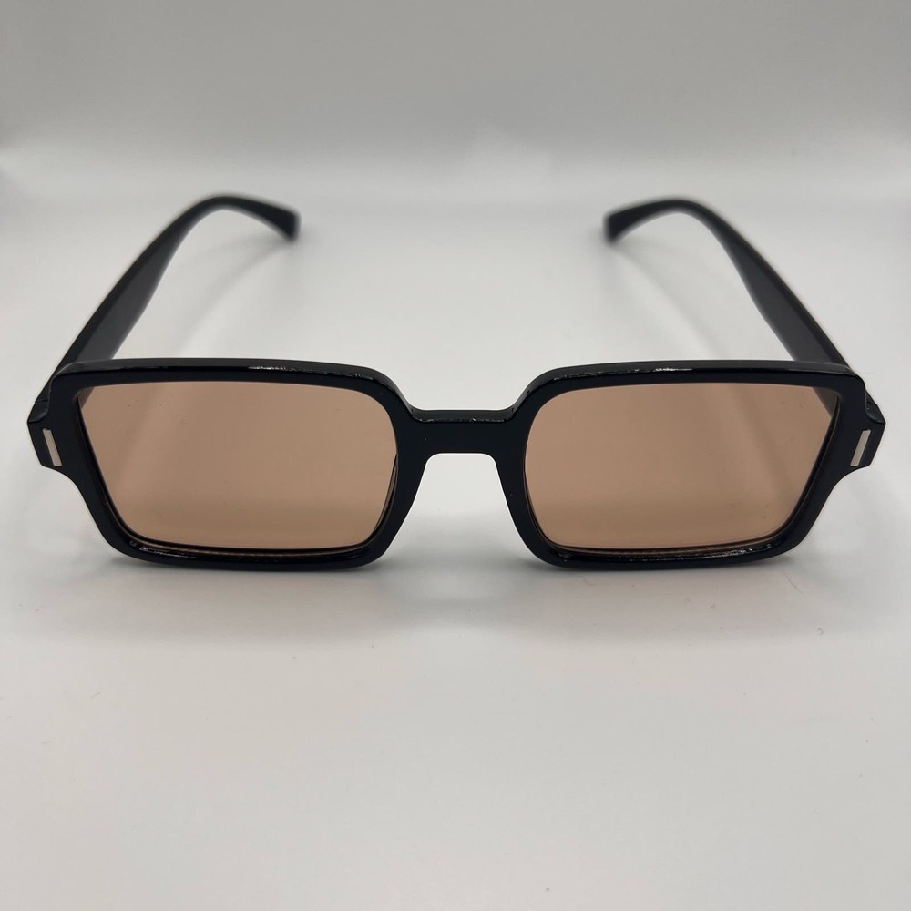 black sunglasses with brown lens